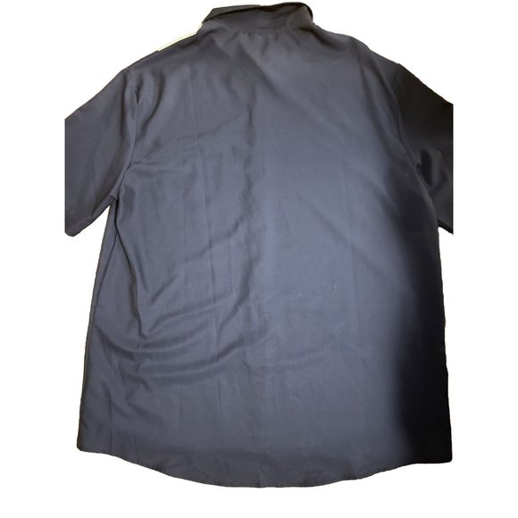 Hardaddy Men's Retro Bowling Shirt Short Sleeve Stripe Button Up Pink Blue Large - Picture 4 of 6